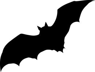 Flying Bat Silhouette Vector Black Winged Creature Clipart on White Background
