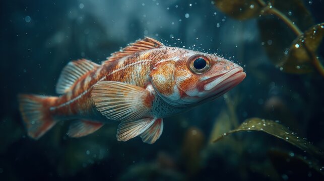 Redbanded Rockfish in kelp forests under clear waters ocean wildlife