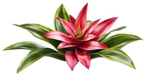 Bromeliad Plant with Rosette Leaves on Transparent Background