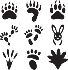 Wild Animal Paw Prints & Tracks Silhouette