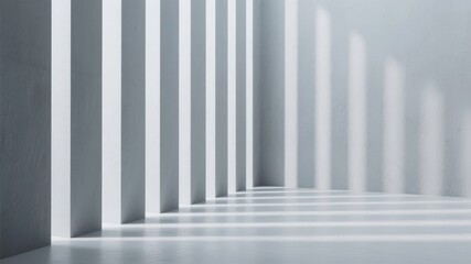 Fototapeta premium Minimalist Interior with Vertical Columns and Soft Lighting