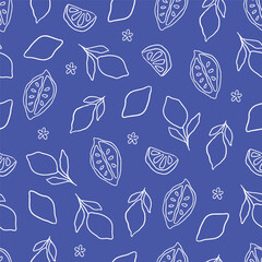 Hand drawn summer pattern with lemon