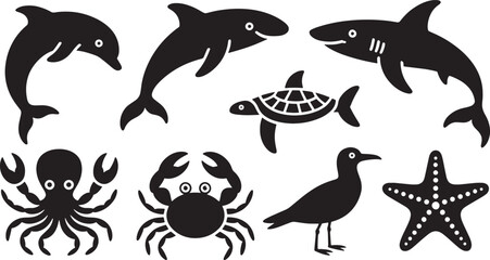 Obraz premium Marine Life & Ocean Animals Silhouette Collection