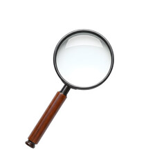 A clear magnifying glass isolated on white or transparent background. PNG format.