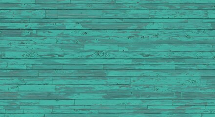 Closeup of distressed teal wooden planks with chipped paint revealing natural wood grain