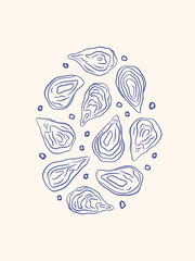 Hand drawn oysters poster