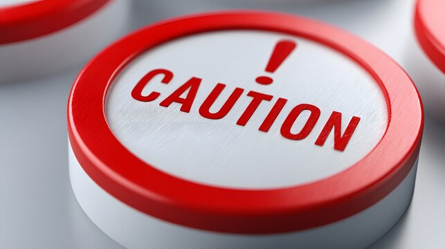 Striking caution emblem with outlined red circle and prominent exclamation sign, crafted in sleek white for standout safety and informational signage