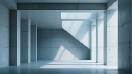 Obraz premium Modern Concrete Hallway with Natural Light Streaming Through Skylights