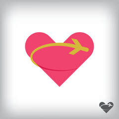 Star logo rotating around heart. Unique design identity. Geometric flat logo template.