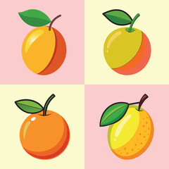 Flat Nance Fruit Illustration Tropical Golden Spoon and Vitamin C Vector Icon