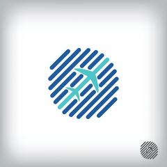 Linear airplane logo. Unique design identity. Geometric flat logo template.