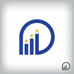 Finance digits and star logo. Unique design identity. Geometric economic flat logo template.