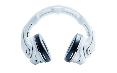 Futuristic white brain computer interface headset representing advanced neural connectivity and tech isolated on transparent background PNG