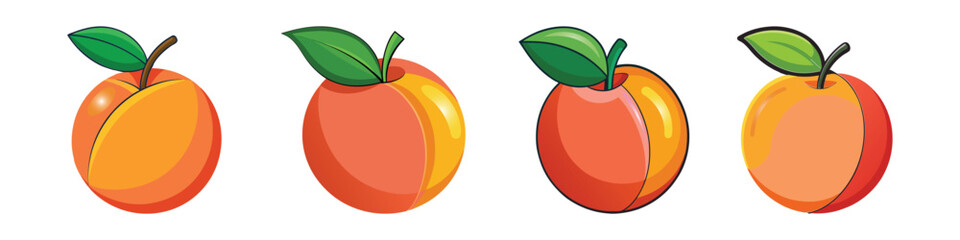 Flat Nectarine Illustration Sweet Smooth-Skinned Summer Fruit Vector Icon