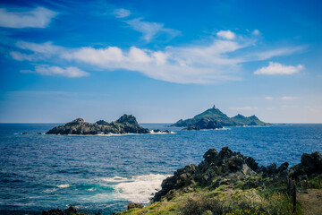 Vue sur l'archipel des Iles Sanguinaires près d'Ajaccio en Corse du Sud