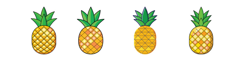Flat Pineapple Illustration  Sweet Tropical Fruit and Vitamin C Vector Icon