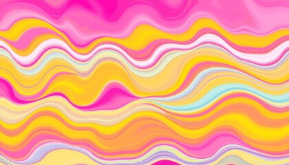 Fototapeta premium Abstract horizontal background with seamless pink, yellow, white, and blue wave pattern, stylish, illustration