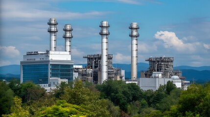 Obraz premium Industrial power plant landscape high resolution photo