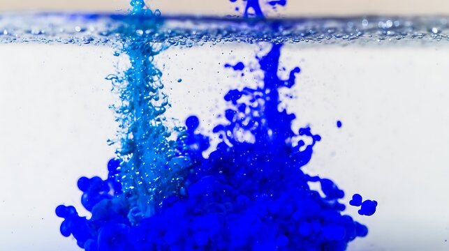 Vivid blue dye dispersing in clear water