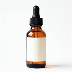 Fototapeta premium Amber bottle dropper mockup essential oil blank label