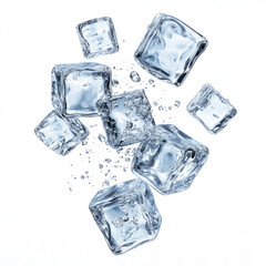 Obraz premium Floating ice cubes isolated on a transparent background,