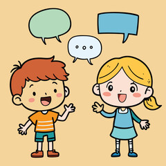 children with speech bubbles