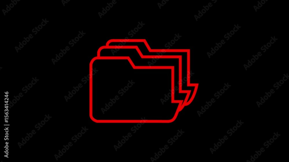 Aufkleber abstract red folder icon with layered design on black background