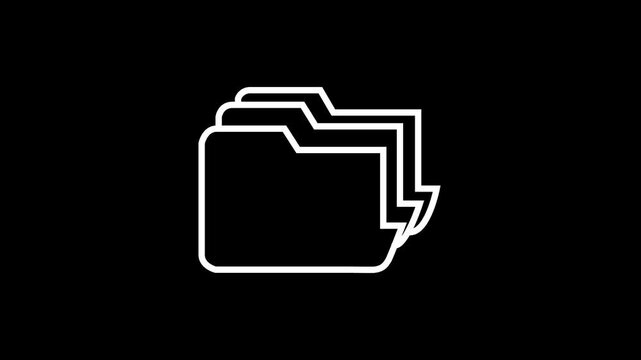 Clean white folder icon with multiple layered tabs on a solid black background