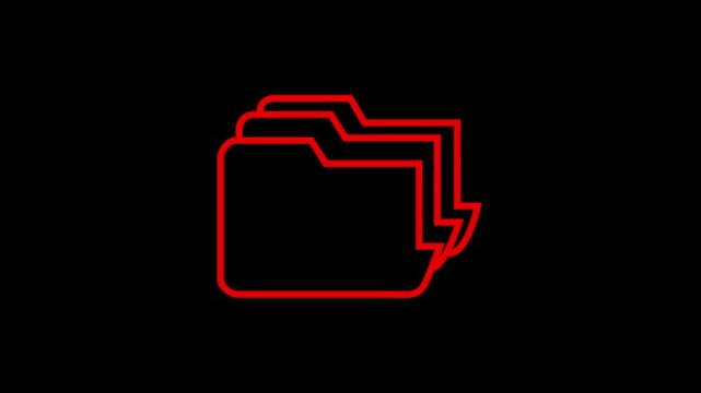 Abstract red folder icon with layered design on black background