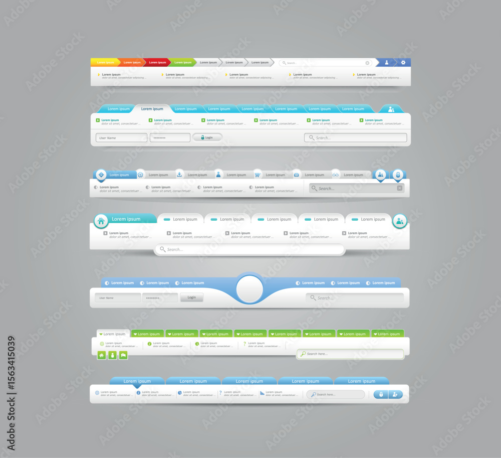 Fototapete vector illustration of navigation menu. horizontal vector menu. ui element. web design menu navigati