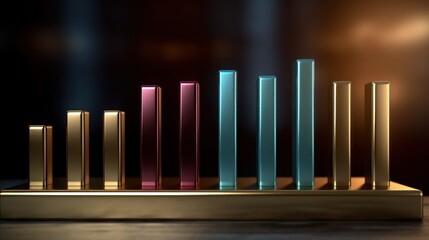 Business graph and financial chart illustration on a black background, symbolizing market growth and investment success