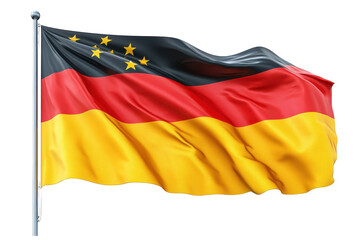 Obraz premium Waving Papua New Guinea flag on a flagpole black background isolated on a transparent background
