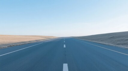 Straight Road Stretching into the Horizon under a Clear Sky