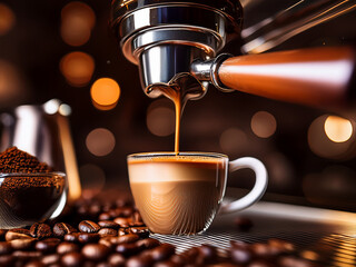 Coffee collage capturing the essence of espresso and latte art in twenty detailed images