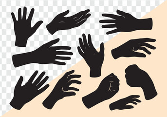 Obraz premium Black hands reaching open palm fist fingers spread vector