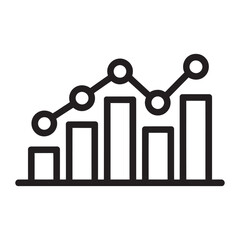 Obraz premium Bar Chart with Line Graph, Growth and Trend Icon, vector illustration