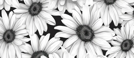 White daisy petals blossom beautifully against a black background, showcasing nature's floral beauty