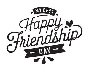 Black Happy Friendship Day Typography Design, vector illustration