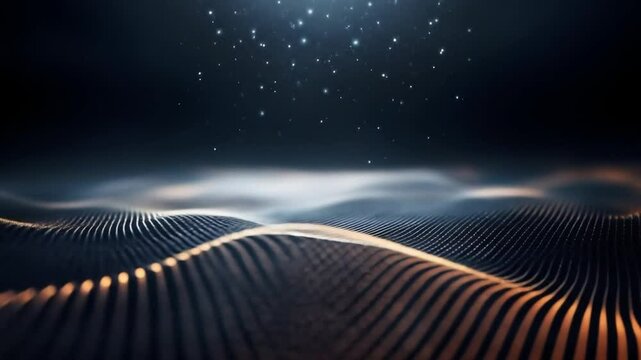 Abstract digital landscape with subtle waves and particles.  Dark, textured surface with glowing, light-colored patterns