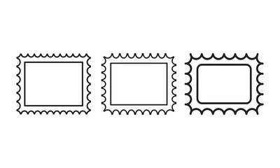 Blank Postage Stamp Borders and Frames Set, vector illustration