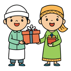 boy and girl with gift