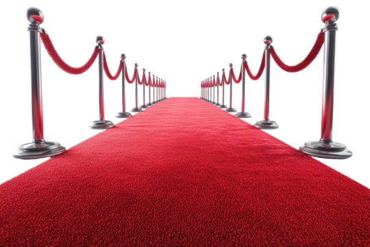 Red carpet entrance glamorous event celebration awards ceremony isolated on a transparent background