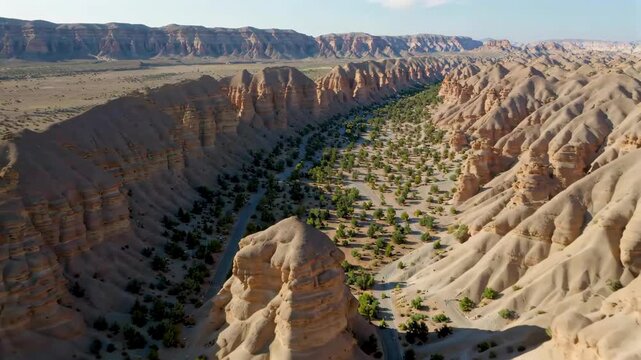 Aerial photography of the natural scenery of the Yadan landscape Magnificent canyon landscape