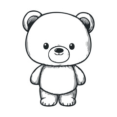 Fototapeta premium Black and white illustration of a cute teddy bear