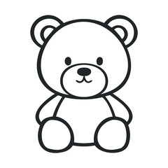 Obraz premium Simple black and white teddy bear drawing with cute rounded features