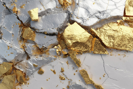 Abstract Metallic Textured Background with Silver and Gold