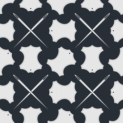 Leather craft seamless pattern with Genuine leather symbol and leather crafting tools. Vector illustration