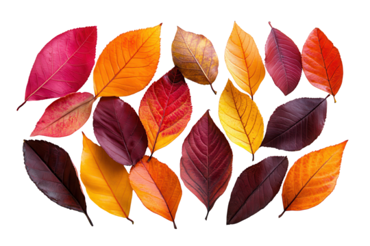 Autumn leaves vibrant colors fall foliage nature beauty isolated on a transparent background