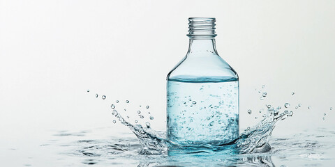 Surreal water bottle with splashes and clear reflections Generative AI