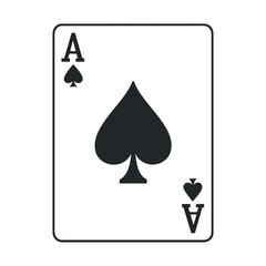 Ace of spades playing card isolated on white background